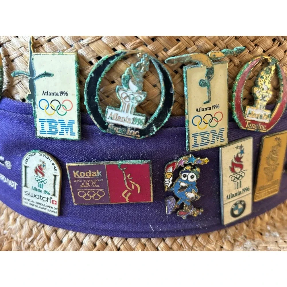 1996 Atlanta Olympics Commemorative Hat with 10+ Collector Pins